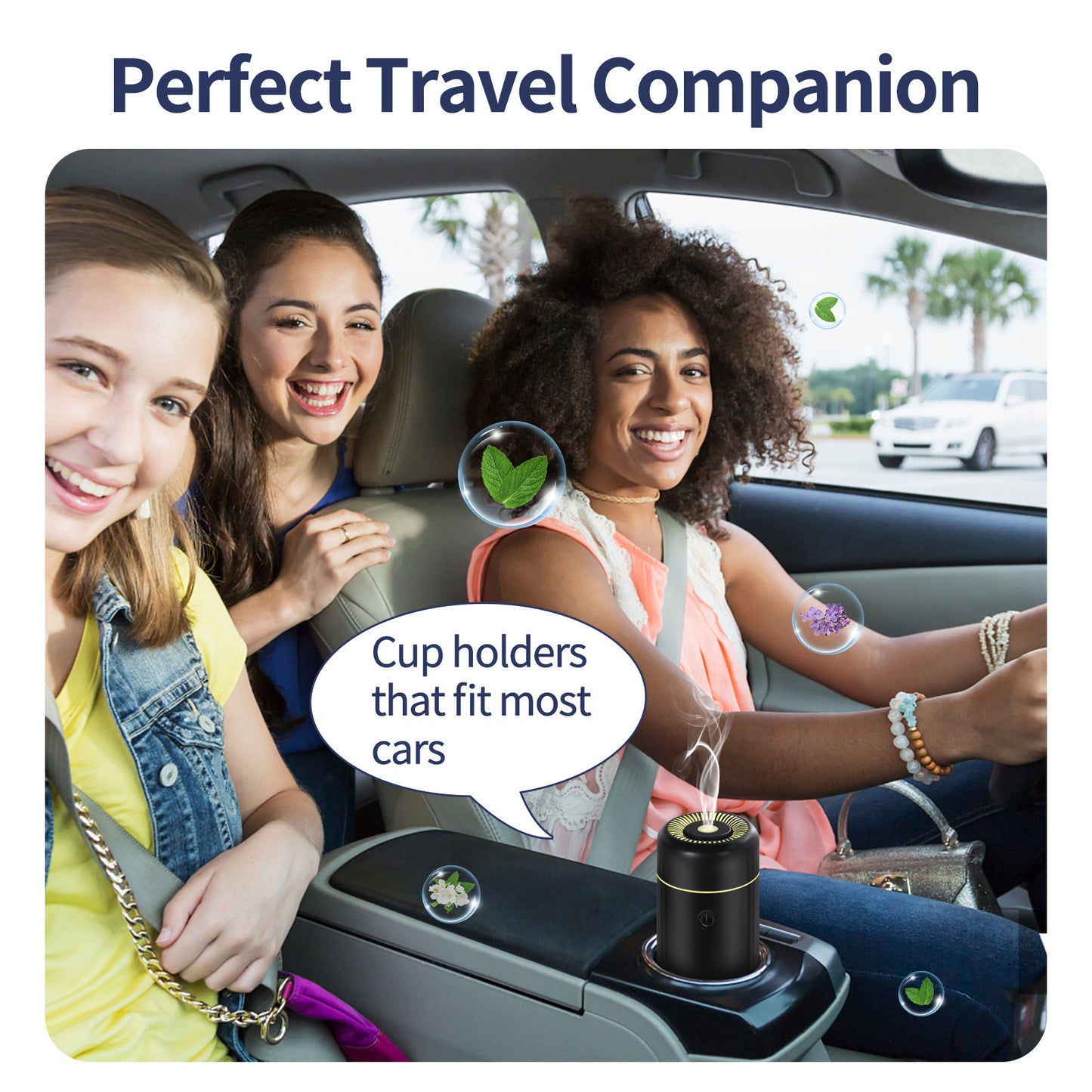 Mini Car Aroma Humidifier with Colorful LED Light